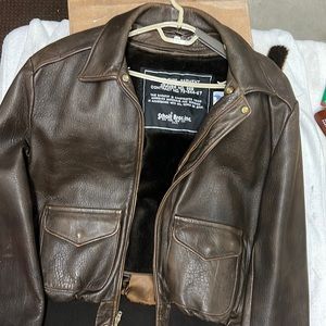 Schott A2 made in USA brown leather jacket Size 46 Long